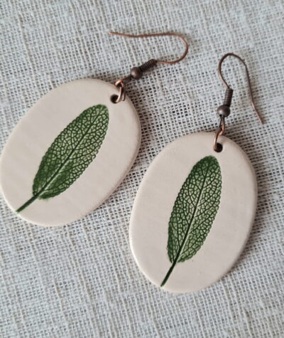 Cercei cu motive vegetale - frunze de salvie
